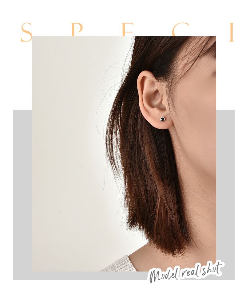 Sier Needle Zircon Female Temperament Simple Geometric Round Ear Bone Studs Mini Earrings_voghion.com