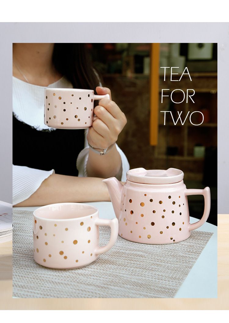 Ceramic Tea Set - Stackable Flower Tea Pot With 2 Cups & Infuser Perfect For Afternoon Tea_voghion.com