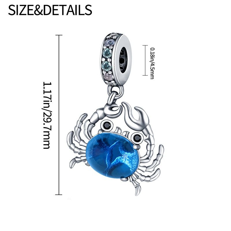 Gioielli da donna, ciondolo in argento placcato in rame bianco, fai da te, braccialetto, gioielli, vita marina, cavalluccio marino, delfino, granchio, ciondolo, corda_voghion.com