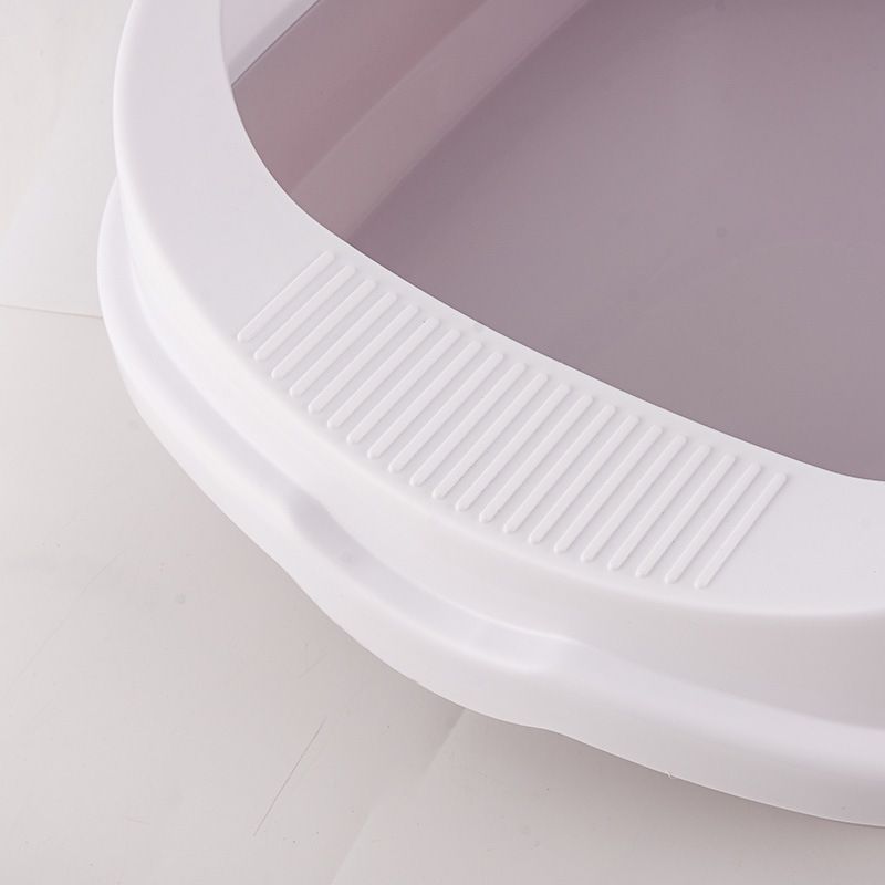 New Medium Plastic Simple Open Fence Elevated Semi-Enclosed Cat Litter Box_voghion.com