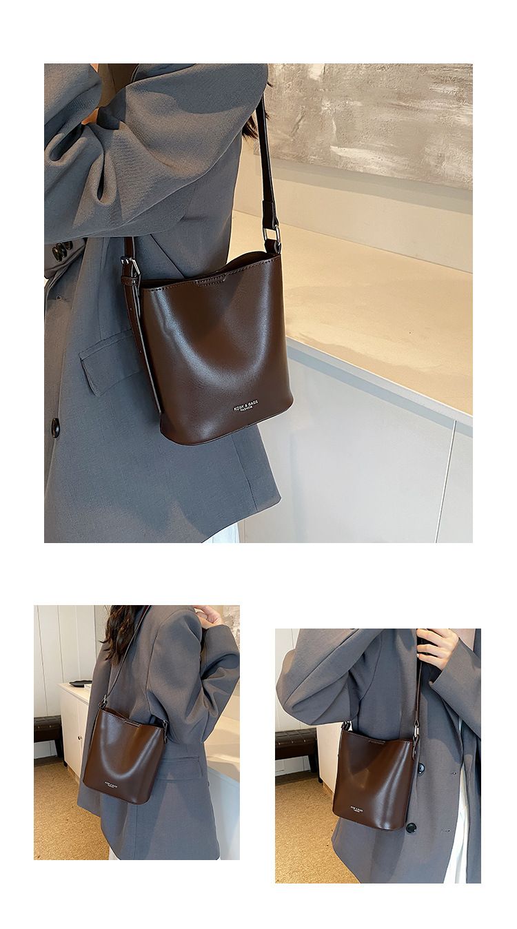 Große Kapazität Echtleder Textur neue Live-Übertragung PU Eimer Crossbody Schultertasche, Damen Auto Nähte_voghion.com