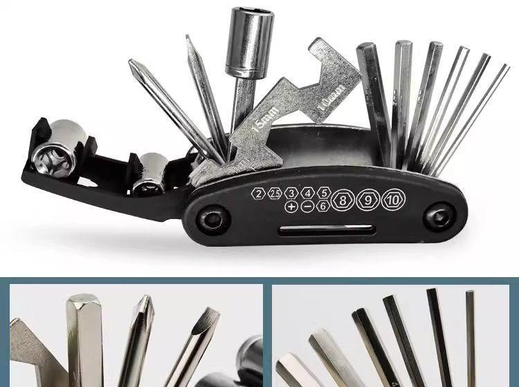 Haoyouwu Bicycle Repair Tools Electric Bike Maintenance Hexagon Folding Screwdriver Flower Blade Wrench 16-in-1_voghion.com