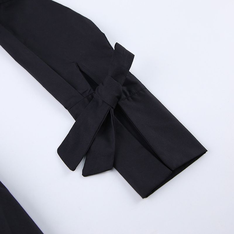 Gonna da pendolare con lacci e design a maniche lunghe con vita cava da donna_voghion.com