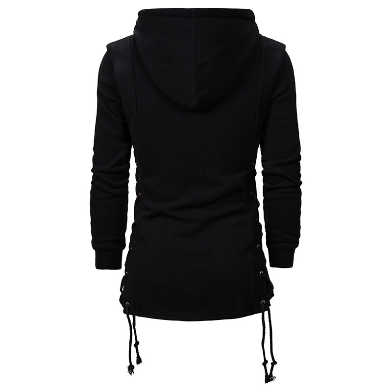 Cappotto casual in tinta unita moda personalità giovanile con cappuccio scuro da uomo_voghion.com