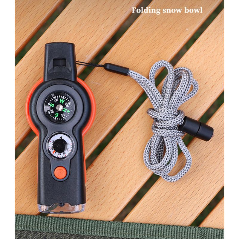 Nieuwe 7-in-1 multifunctionele overlevingsfluit voor buiten met LED-licht, thermometer en kompas_voghion.com