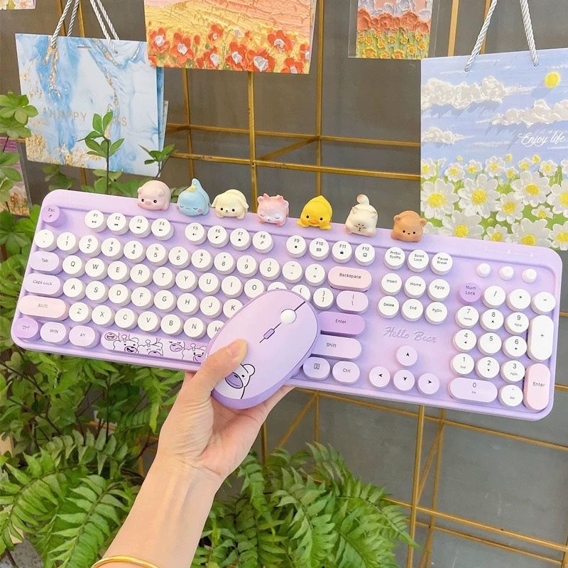 Dopamin Drahtlose Maus Tastatur Anzug Bär 2,4 Gusb Mädchen Büro Stumm Laptop Desktop-Computer_voghion.com