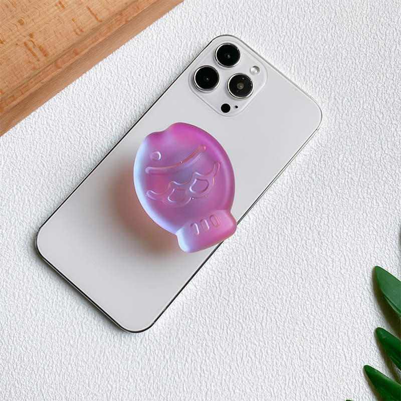 Supporto per airbag per cellulare, stile coreano, con motivo a pesce 3D, carino e colorato, con fibbia estensibile laser._voghion.com