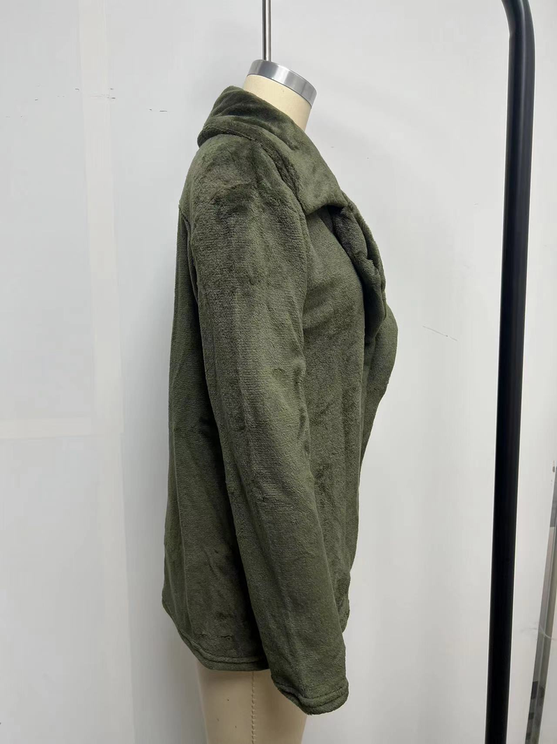 Women's Clothing Autumn and Winter Jacket Sexy Plush Lapel Slim Jacket_voghion.com