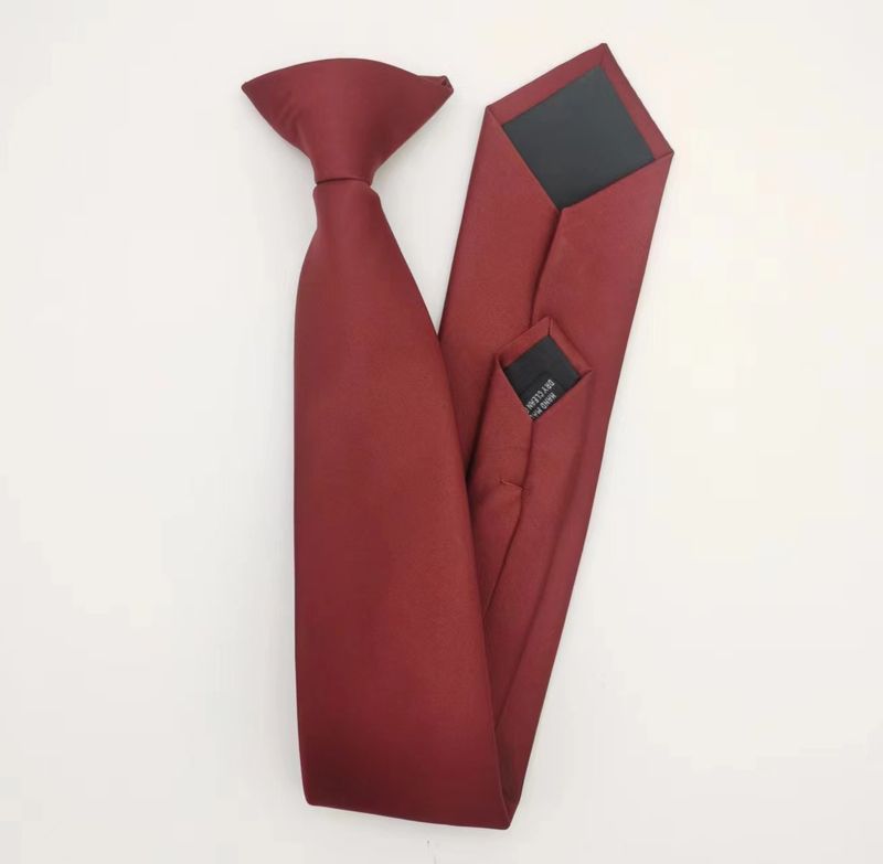 6.5CM For Men And Women, Solid Color Polyester Silk, Head-Cutting Style Clip, Lazy Tie_voghion.com