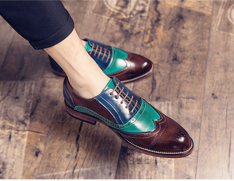 Vestido casual elegante de cuero con botas con cordones y punta puntiaguda para hombre_voghion.com