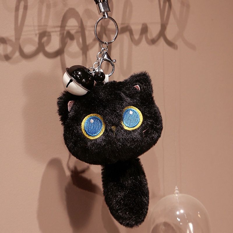 Cute Black Cat Keychain Plush Toy Doll Pendant 18cm Short Plush Cotton Filling Pp_voghion.com