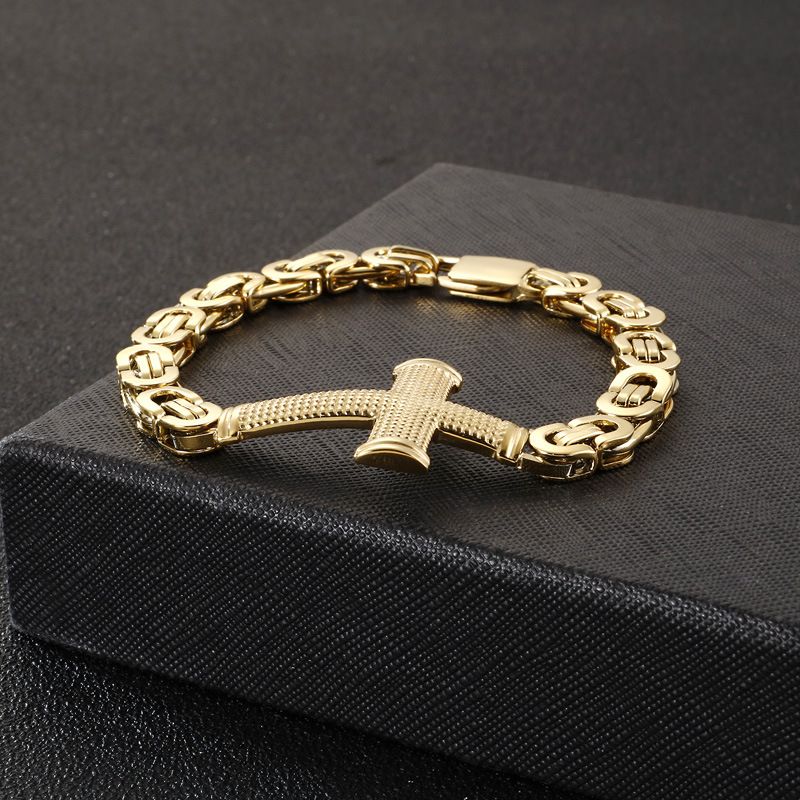 Men's Jewelry Popular Personality Fashion Street Shooting Cross Shaped Chain Titanium Steel Men's Bracelet_voghion.com