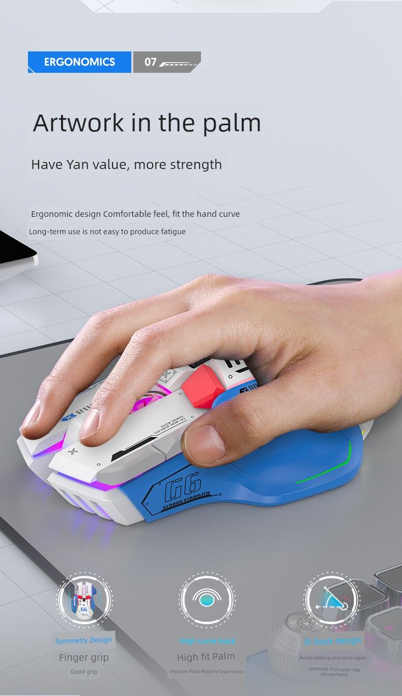 G6 -Style Three-Model Wireless Mouse Rechargeable Bluetooth For Home Game Luminous Office Laptop Desktop Computer_voghion.com