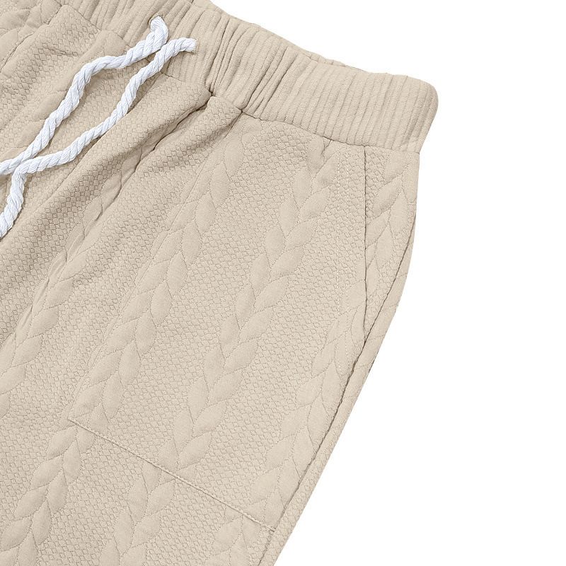 Herrenbekleidung Lockere Sport-Jogginghose mit Jacquard-Muster, lässige Winter-Jogginghose mit elastischen Bündchen, lockere Passform, bequeme Sporthose_voghion.com