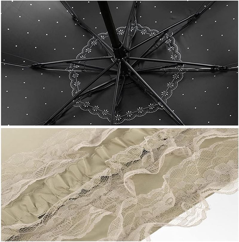 Lace UV Parasol - Windproof Folding|Sun/Rain Dual Protection_voghion.com