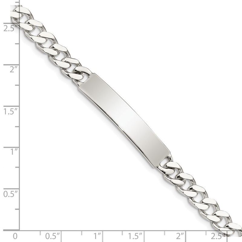 Sterling Silver 8inch Polished Engraveable Curb Link ID Bracelet_voghion.com