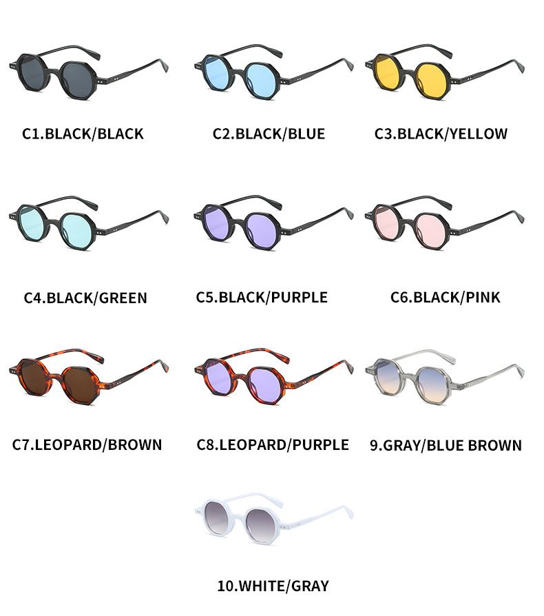 2022 new personalized small frame sunglasses cross-border colorful multi-color International Station hot wholesale polygonal sunglasses_voghion.com