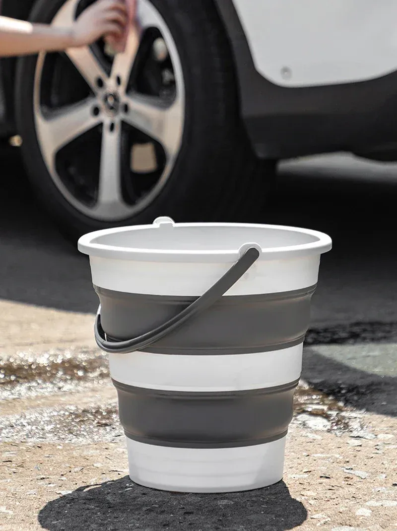 5/10/15L Portable Folding Bucket For Washing Outdoor Foldable Basin Silicone Water Bucket Camping Space Saving Car Wash Buckets_voghion.com