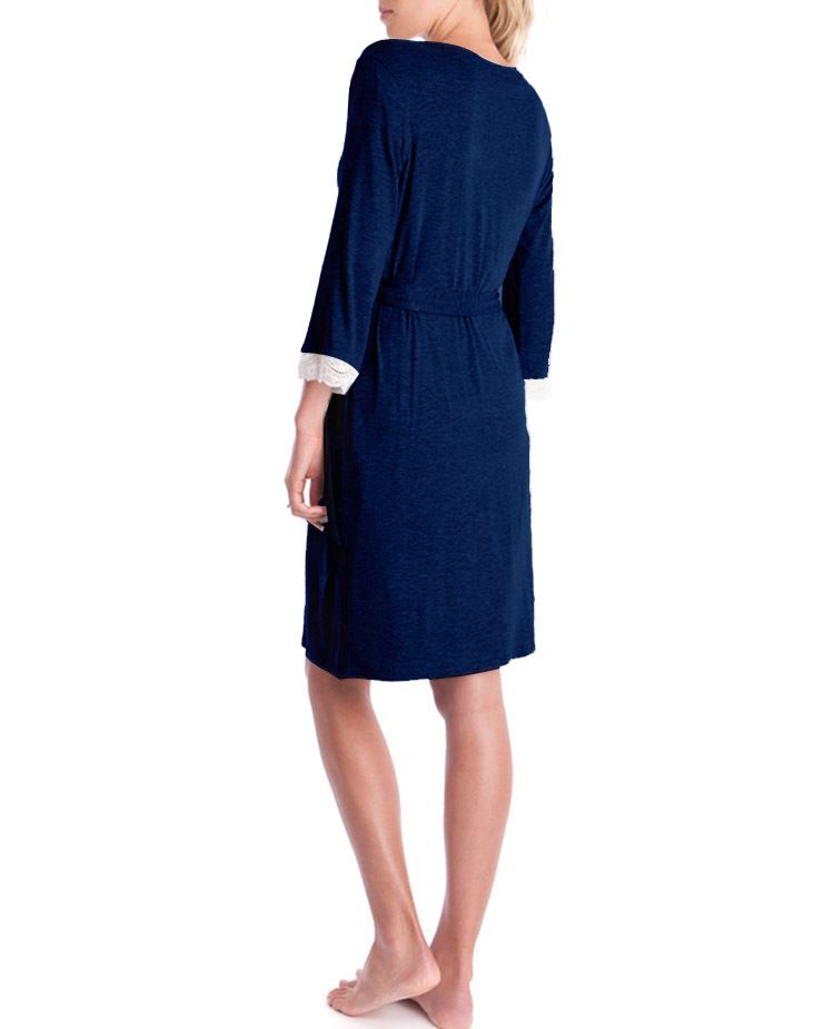 Pigiama abito premaman con maniche a 3/4 e pannello in pizzo moda 2024_voghion.com