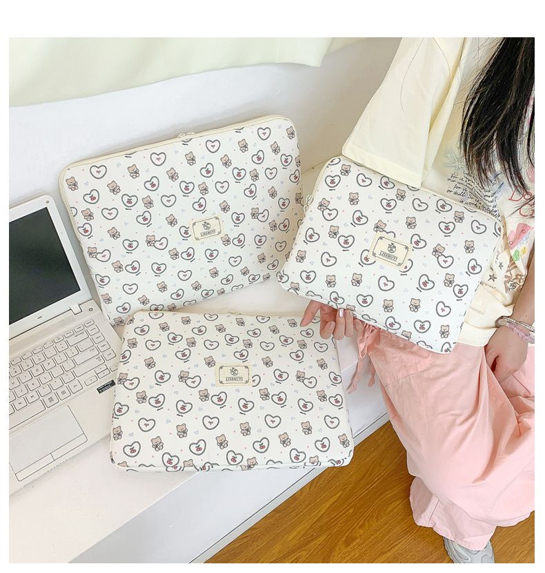 Tablet Computer Bag Liner Bag New Print Bear 11/13 14 Inch Notebook Storage Bag Female_voghion.com