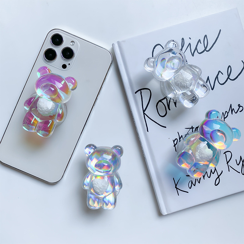 Little Bear Phone Airbag Holder Creative Laser Adhesive Scalable Desktop Stable and Portable Korean Instagram_voghion.com