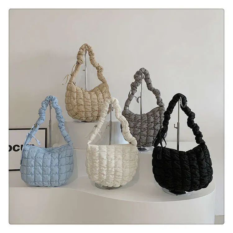 Borsa a tracolla monospalla alla moda, stile coreano, versatile, autunno inverno, celebrità di Internet, plissettata, nuvola_voghion.com