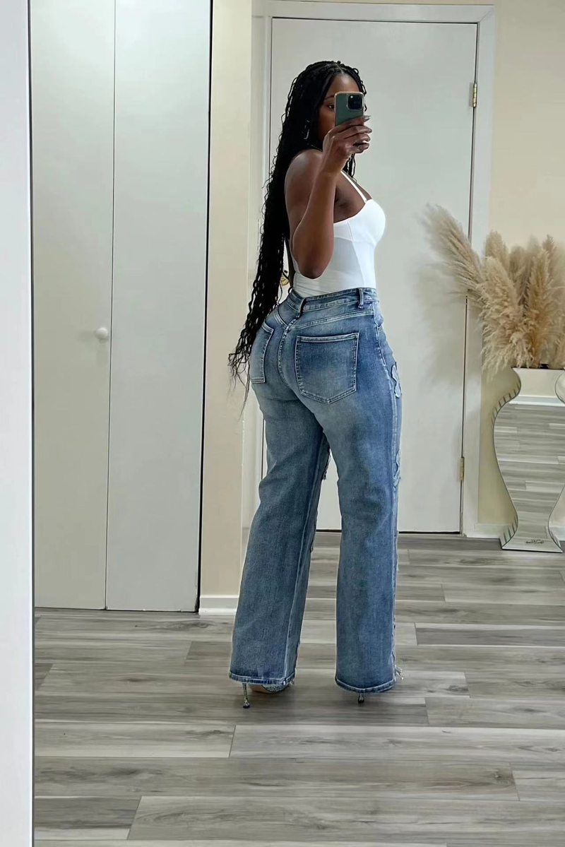 Ženske retro isprane traper hlače s resicama u obliku križa i hip-hopa ravne hlače s 9 točaka_voghion.com