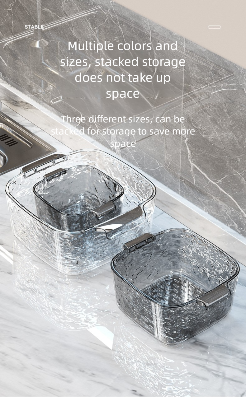 Doppellagiger Küchen-Gemüse-Reis-Obst-Aufbewahrungskorb aus Kunststoff mit Abtropf- und Waschfunktion_voghion.com