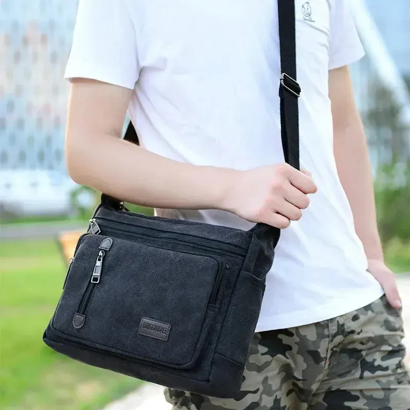 Canvas Shoulder Bag Bottle Men Women Casual Simple Fashion Retro Crossbody Cross Square Multi Layered 250314l_voghion.com