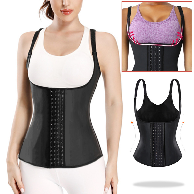 Bruststraffung Körperformung Kleidung Schweißanregende Kleidung Vierreihiges Leibchenkorsett mit Schnalle hat eine bauchhebende Brustunterstützung Unterwäsche Warme Kleidung_voghion.com
