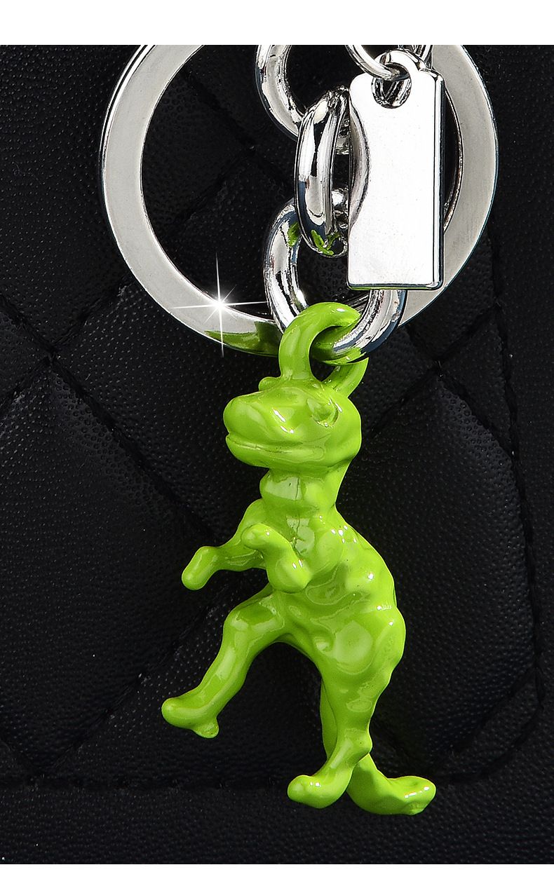 Portachiavi in metallo verde tridimensionale 3D a forma di piccolo dinosauro, anello, regalo promozionale_voghion.com