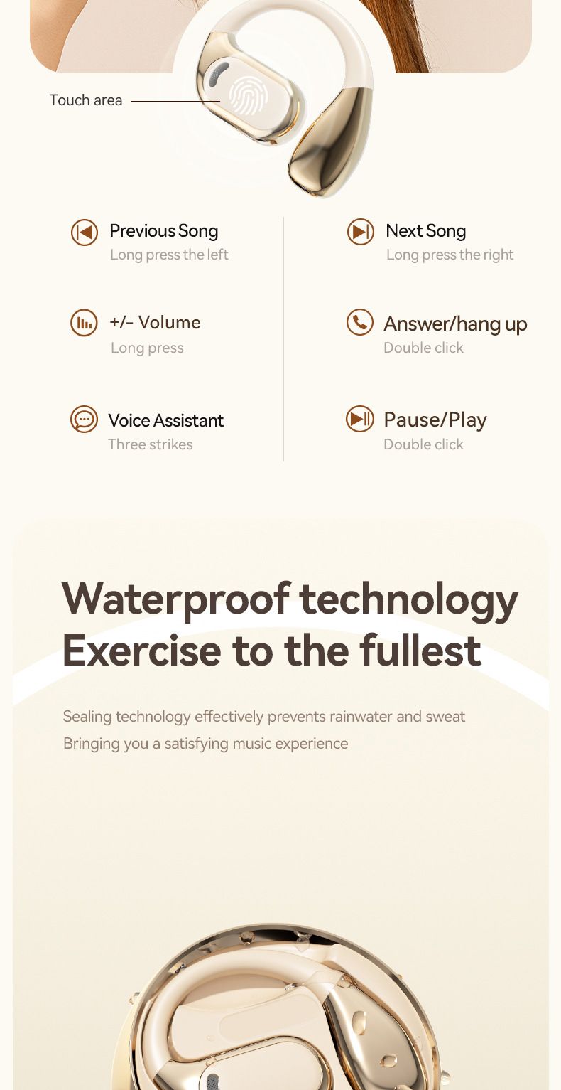Traduzione intelligente Ai M76 Auricolare Bluetooth OWS Auricolare Bluetooth wireless aperto con orecchio sospeso_voghion.com