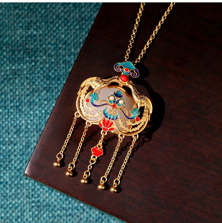 Consigliato Cercando Phoenix Collana con nappa placcata in oro colorato Hanfu Qipao Accessori Ciondolo smaltato per donna_voghion.com