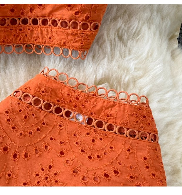 Women's Backless Short Tube Top Camisole Top Two-piece Suit 1 Waist Ruffle Skirt_voghion.com