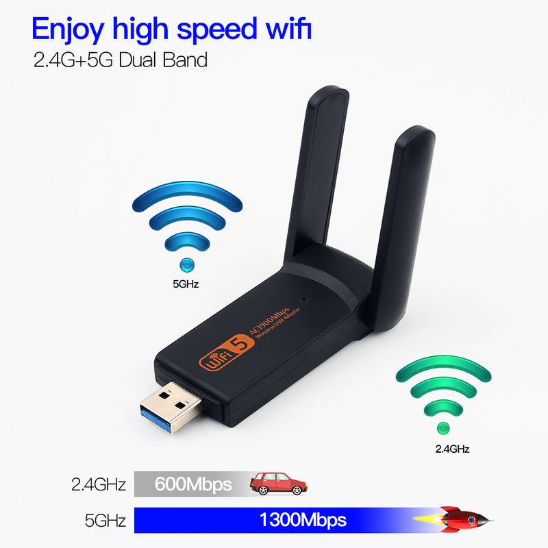 USB WiFi adapter 1900Mbps kétsávos 2,4G/5Ghz USB3.0 vezeték nélküli WIFI LAN adapter Dongle 802.11ac RTL8812BU antennával laptophoz_voghion.com