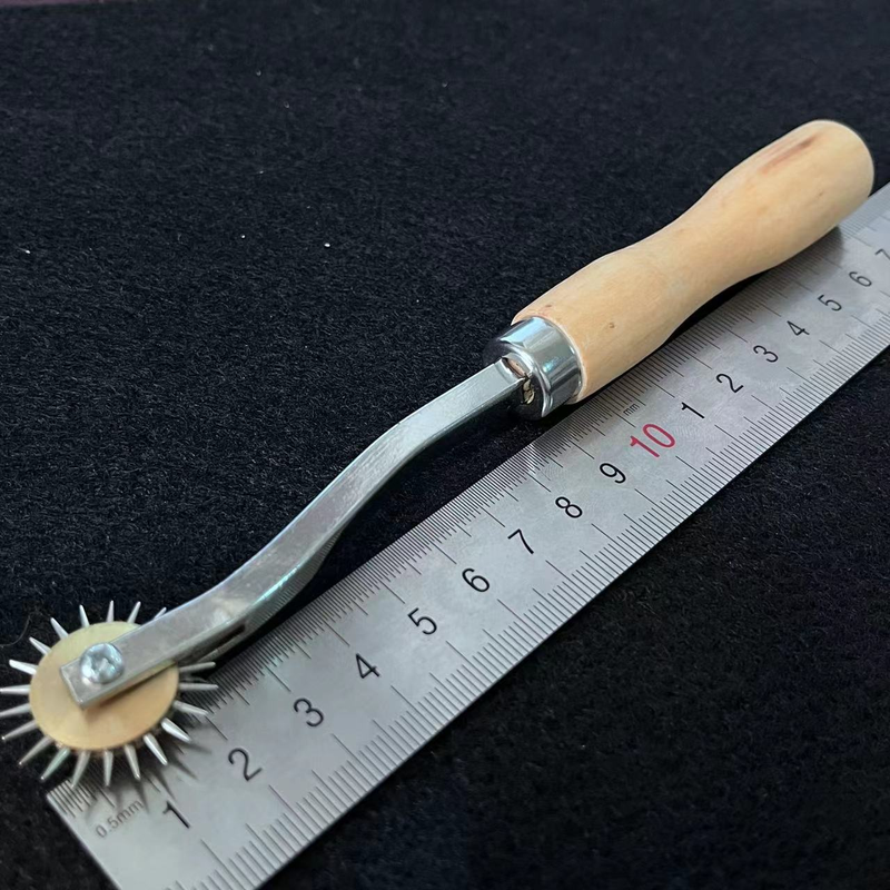 1 Stéck 17,5 cm Ritzrad Schwaarz Grëff Original Holzgrëff Messing Kapp Stift Ritzrad Spurpunkt Distanzrad Spurrad Ofstandsrad_voghion.com
