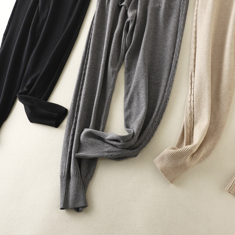 Damenbekleidung Herbst neue große Damenbekleidung fette Schwester MM lose schlanke elastische Taille gestrickte lässige Haremshose_voghion.com