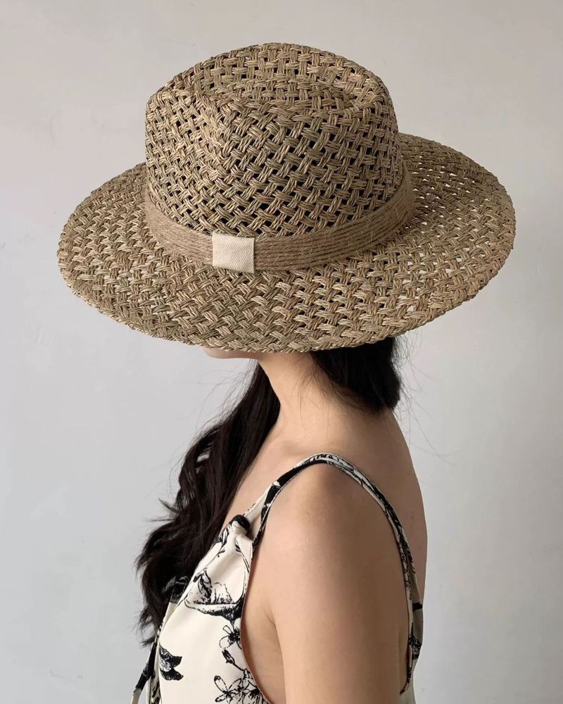 Cappello da spiaggia in paglia Panama Jazz intrecciata in stile francese, per uomo e donna, con parasole estivo_voghion.com