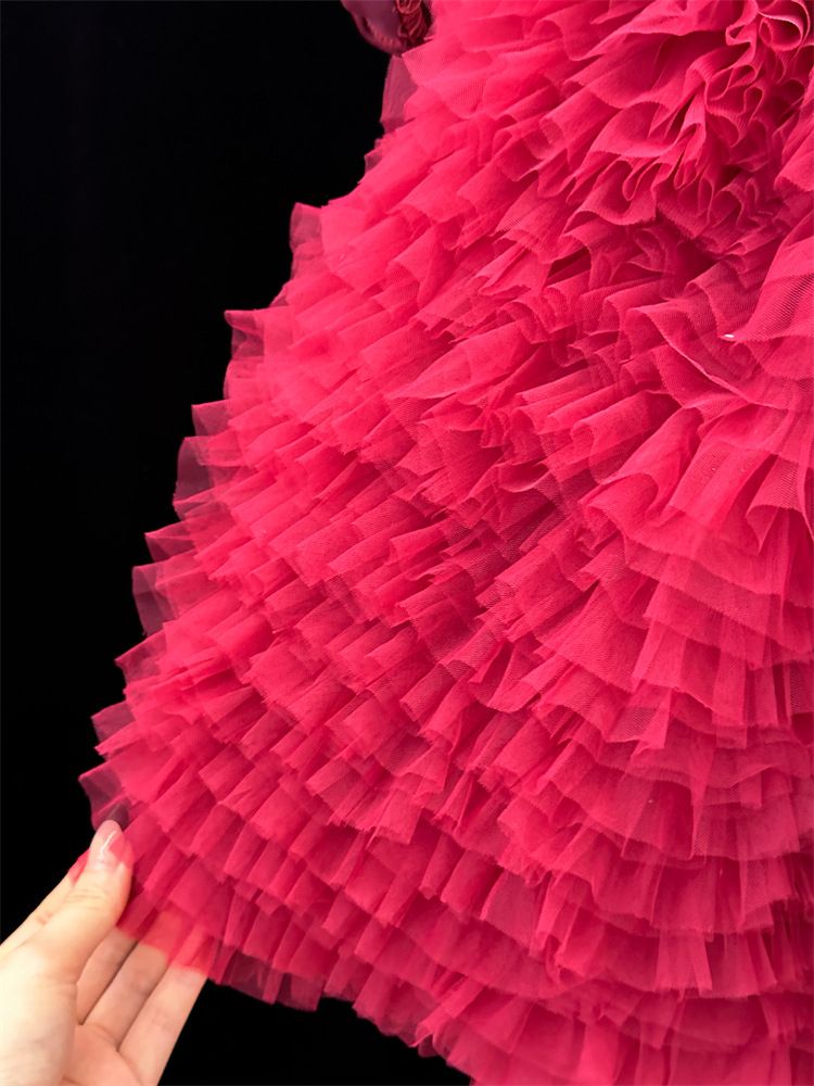 Abbigliamento per bambini Capodanno Natale Autunno e inverno Ragazze Gonna rossa con paillettes Abito di alta qualità Fiocco Fiore Ragazza Temperamento Tutu Gonna a ruota_voghion.com