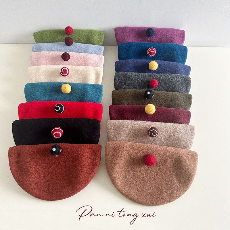 Cappello versatile autunno inverno con pompon, di alta qualità, per donna, in feltro di lana_voghion.com