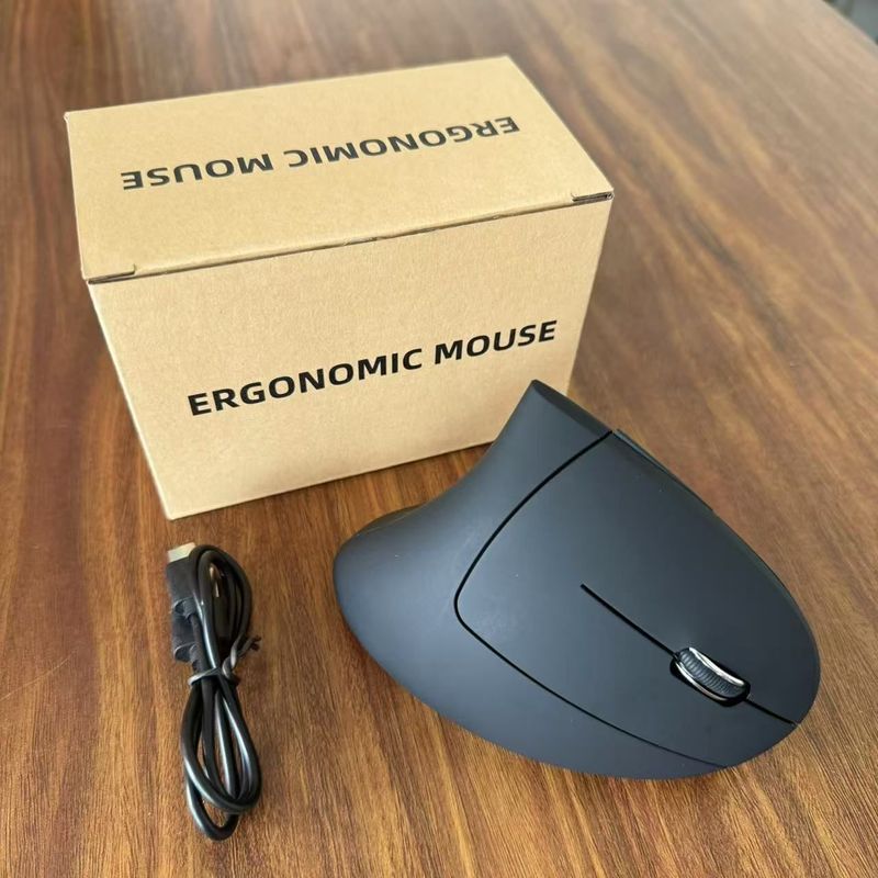 Ratón vertical ergonómico con Bluetooth 5.0 y modo dual 2.4G, inalámbrico y recargable para diestros, color negro._voghion.com