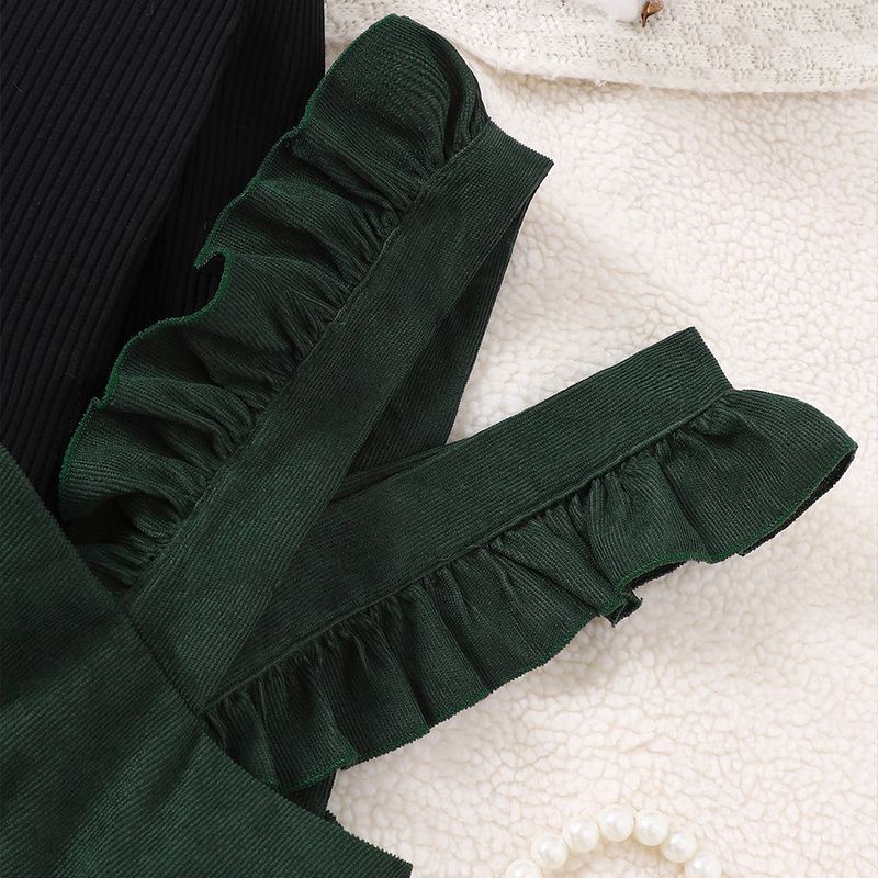 EW Abbigliamento per bambini Nuovi prodotti per la collezione autunnale per ragazze - Set top a maniche lunghe Pit Strip+gonna con spalline TZ669-A_voghion.com