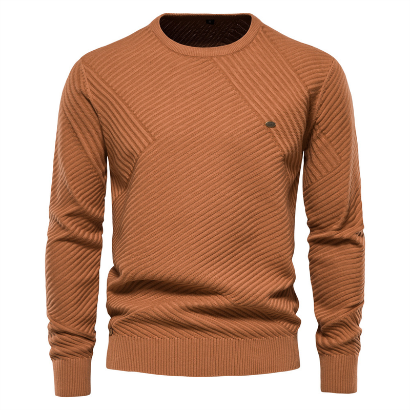 Nouveau pull à col rond pour hommes pull en coton à fond de couleur unie_voghion.com