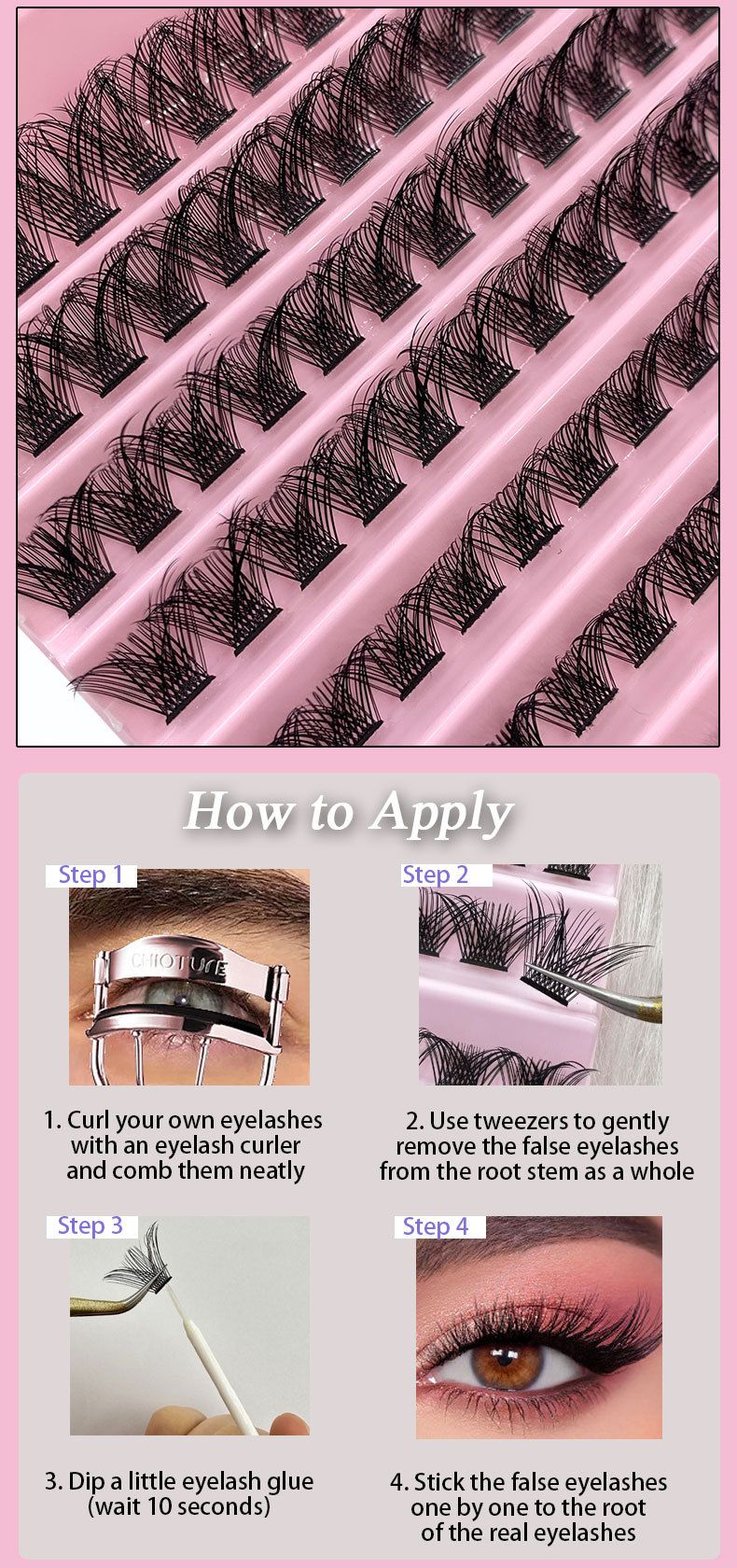 DIY self grafting eyelash segment large capacity natural thick new false eyelashes_voghion.com