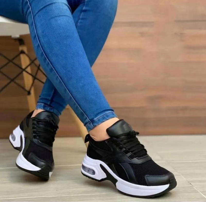 Neue Keil Plattform Turnschuhe Mode Plus Größe Casual Sport Frauen Lace-up Mesh Atmungsaktiv Vulkanisierte Schuhe XF0263_voghion.com