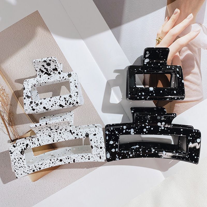 Koreanischer All-Match-Blogger-Stil, kalter Stil, schwarz-weiße Tintenspritzer-Haarspange, geometrische Textur, Temperament, Hai-Haarspange für Frauen_voghion.com