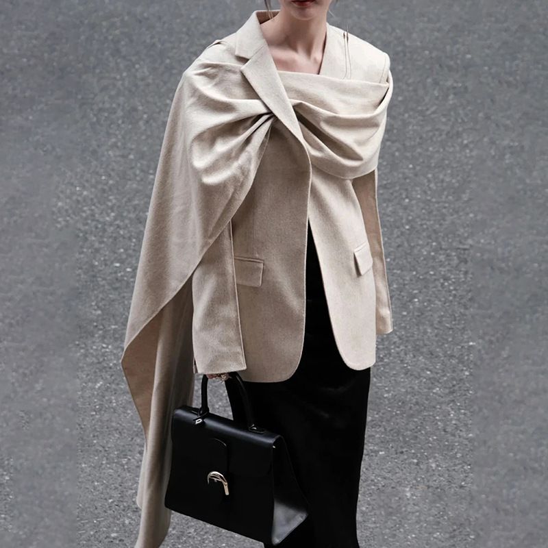 2025s High End Mini For Women In The Spring Of 2025, Personalized Versatile, Featuring A French Shawl Design, Long Sleeved_voghion.com