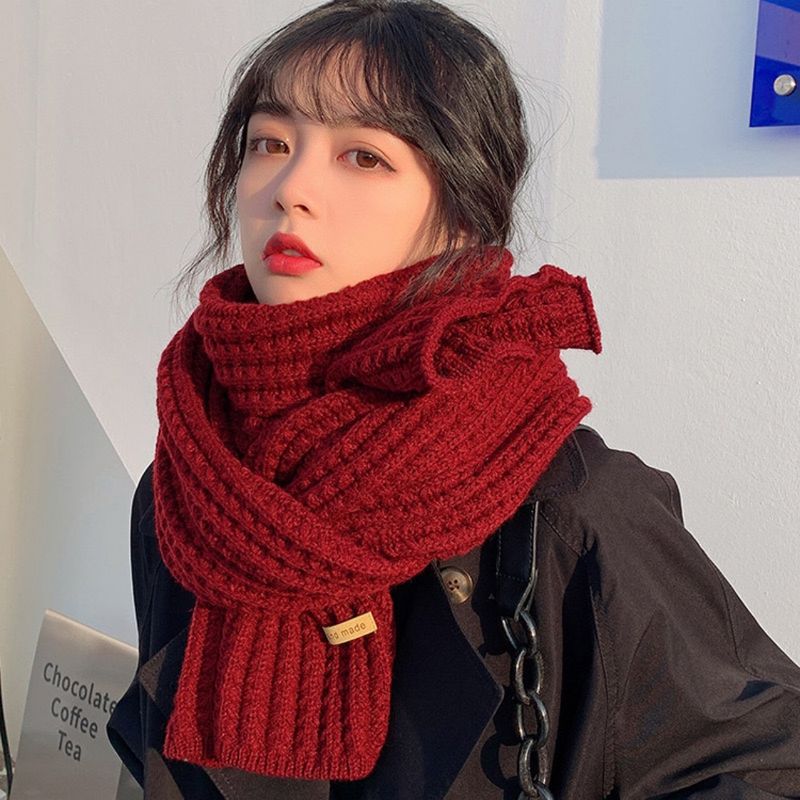 Der neue Herbst und Winter weich mit der koreanischen Version des einfarbigen Wollstrickschals weibliche Studenten verdickte Paarschals_voghion.com