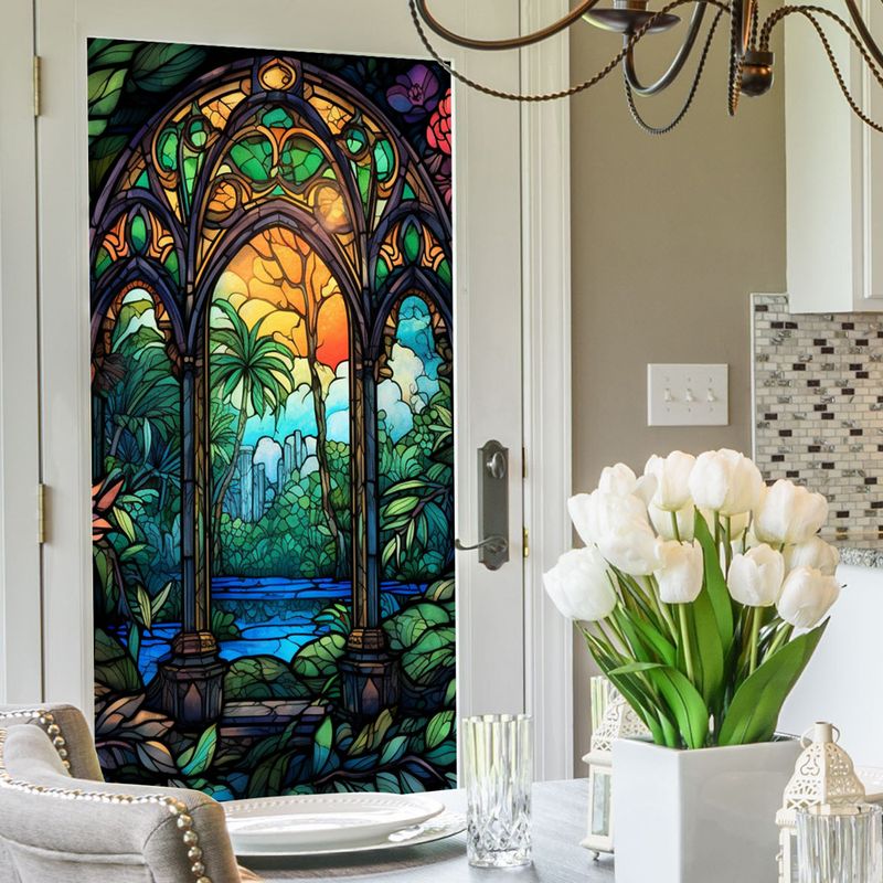 flower sea static glass sticker PVC glue free window sticker home decoration window flower glass sticker_voghion.com