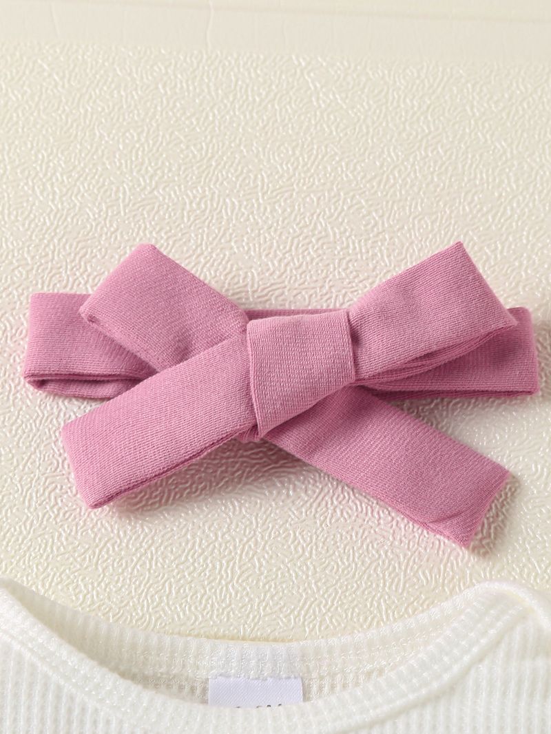 Adorabile completo da neonata composto da 3 pezzi: body a maniche lunghe in maglia a nido d'ape, pantaloni a zampa con fiocco e fascia per capelli, stampa floreale, morbido e confortevole (80-100 cm)_voghion.com